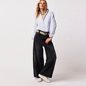 Free People We The Free Chill Vibes Dropped Wide Leg Jeans NWT